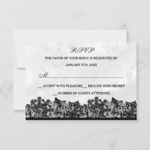 Black & White Lace RSVP Card