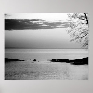 Black & White Lake Horizon at Dawn 16x20 Poster