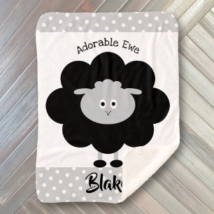 Black White Lamb, Gender Neutral Adorable Ewe Chic Sherpa Blanket
