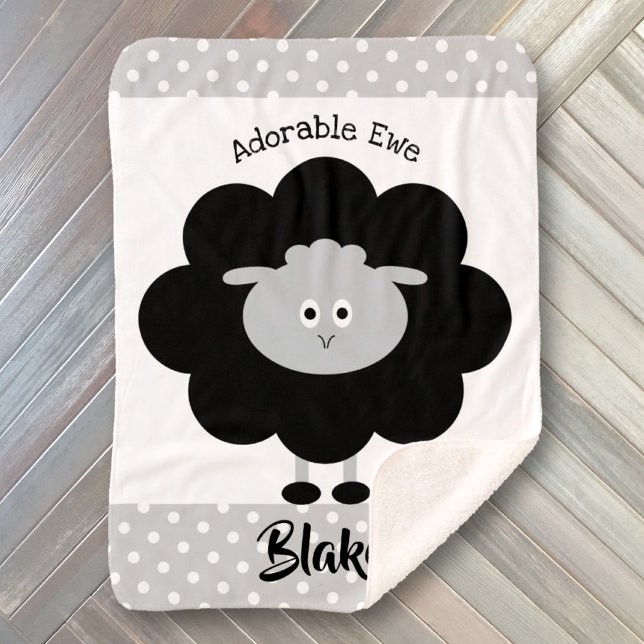 Black White Lamb, Gender Neutral Adorable Ewe Chic Sherpa Blanket (Creator Uploaded)