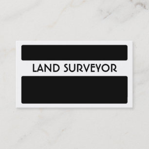 Black white land surveyor simple business cards
