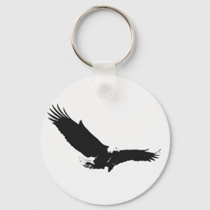 Black & White Landing Eagle Key Ring