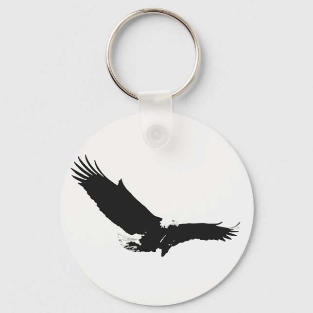 Black & White Landing Eagle Key Ring (Front)
