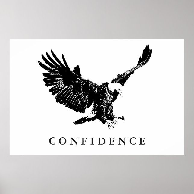 Black White Landing Eagle Motivational Confidence Poster (Front)