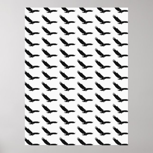 Black & White Landing Eagle Poster (Front)