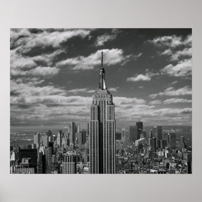 Black & White landscape of New York City skyline Poster (Front)