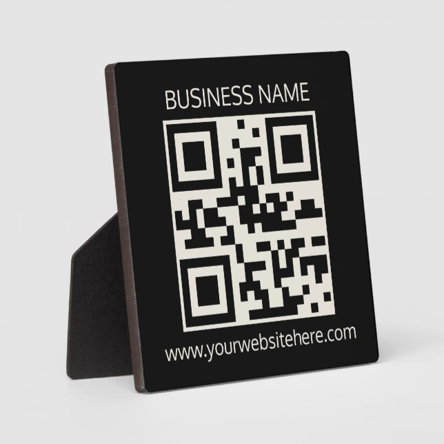 Black & White Landscaping QR Code Sign  Plaque (Front)
