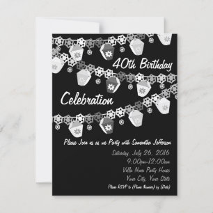 Black+White Lanterns Custom 40th Birthday Invitation