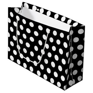 Black & White Large Medium Polka Dot Christmas Gift Bag
