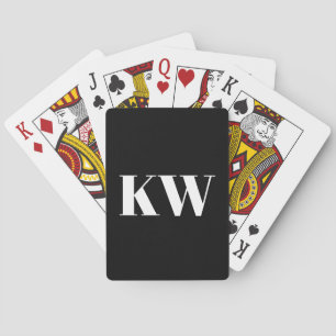 Black White Large Monogrammed Initial Personalised Playing Cards