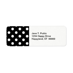 Black White Large Polka Dot Pattern Return Address Label