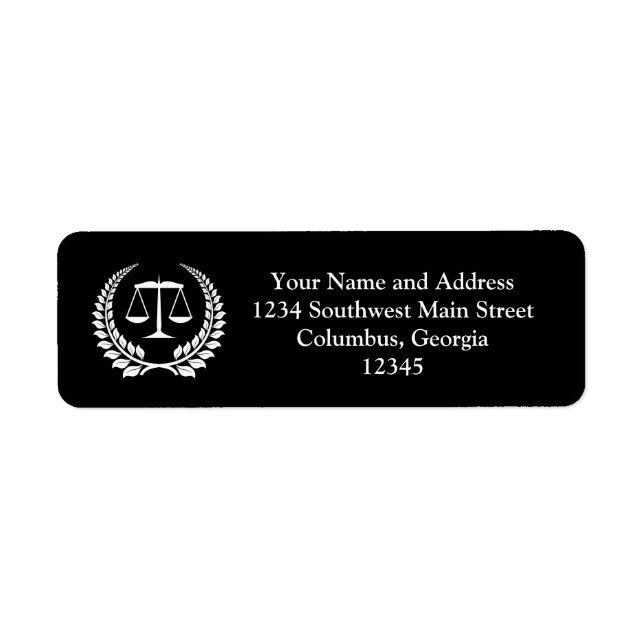Black/White Laurel Law School Graduation Return Address Label (Front)
