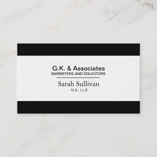 Black & White Law Business Card - Lawyer Attorney (Front)