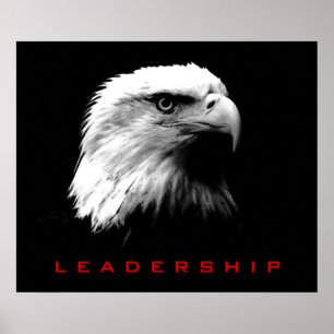 Black & White Leadership Eagle Eyes Poster