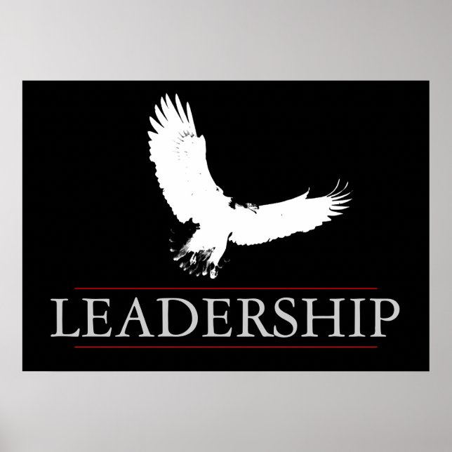 Black White Leadership Fearless Fly Eagle Poster (Front)