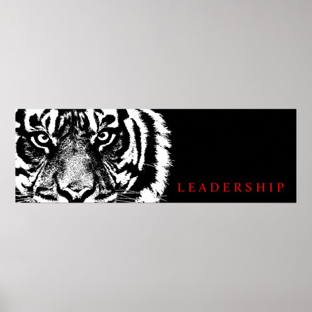 Black & White Leadership Sumatran Borneo Tiger Poster (Front)