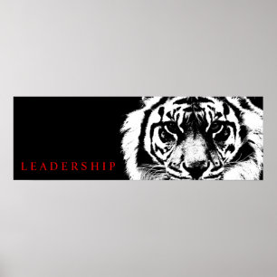 Black & White Leadership Tiger Poster Print
