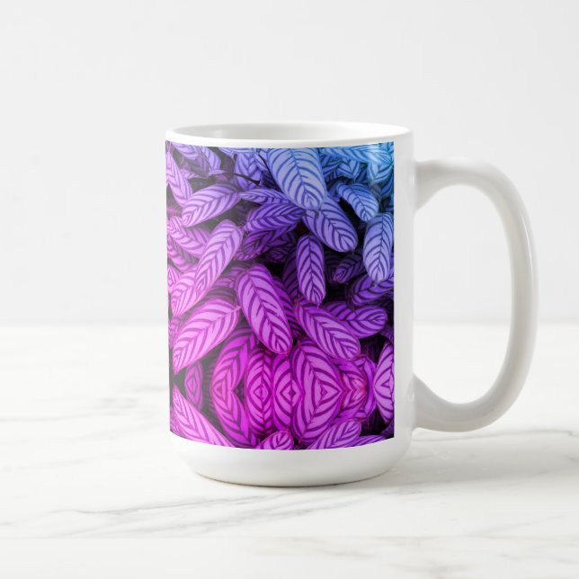 Black & White Leaf Pattern  Coffee Mug (Right)