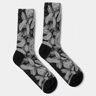 Black & White Leaf Pattern Socks
