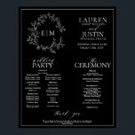 Black White Leafy Crest Monogram Wedding Program Poster<br><div class="desc">We're loving this Black White Leafy Crest Monogram Wedding Program Poster! Simple, elegant, and oh-so-pretty, it features a hand drawn leafy wreath encircling a modern wedding monogram. It is personalised in elegant typography, and accented with hand-lettered calligraphy. Finally, it is trimmed in a delicate frame. features all the details normally...</div>