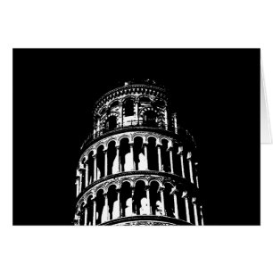 Black White Leaning Tower of Pisa Italy