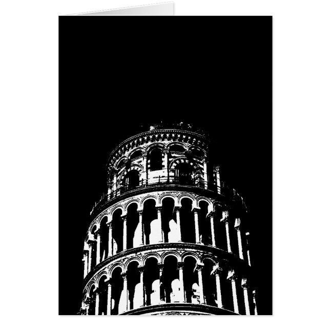 Black White Leaning Tower of Pisa Italy (Front)