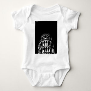Black White Leaning Tower of Pisa Italy Baby Bodysuit