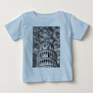 Black White Leaning Tower of Pisa Italy Baby T-Shirt