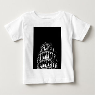 Black White Leaning Tower of Pisa Italy Baby T-Shirt