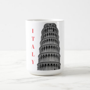 Black White Leaning Tower of Pisa Italy Coffee Mug
