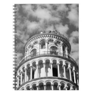 Black White Leaning Tower of Pisa Italy Notebook