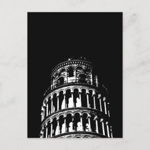 Black White Leaning Tower of Pisa Italy Postcard