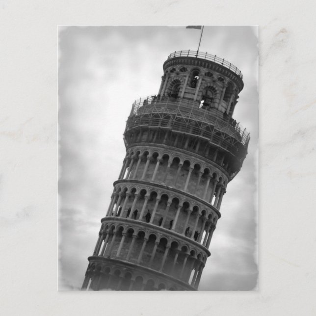 Black & White Leaning Tower of Pisa Postcard (Front)