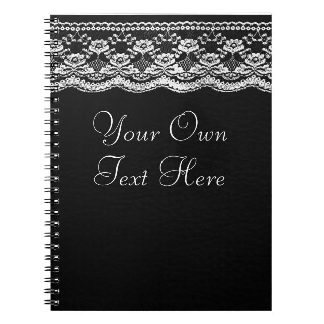 Black & White Leather & Lace Notebook (Front)