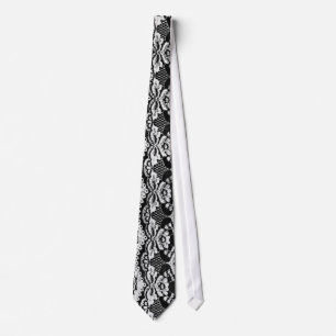Black & White Leather & Lace Tie