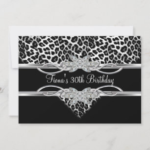 Black White Leopard 30th Diamond Jewel Invitation