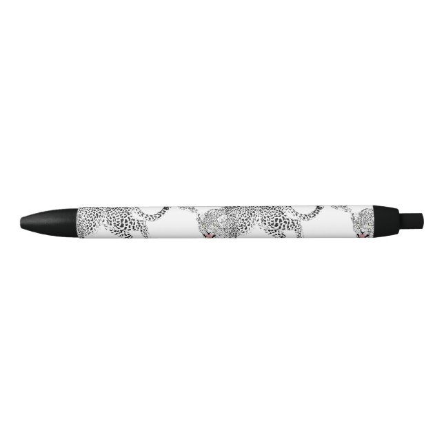 Black White Leopard Black Ink Pen (Front)