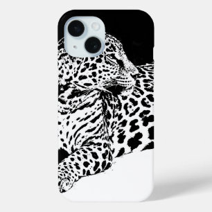 Black & White Leopard iPhone 15 Case