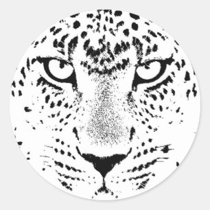 Black & White Leopard Eyes Classic Round Sticker