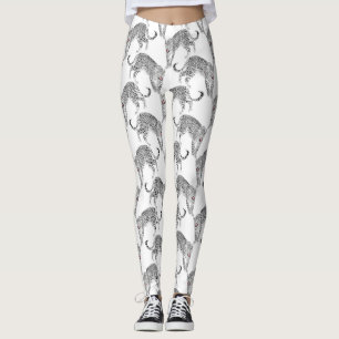 Black White Leopard Leggings