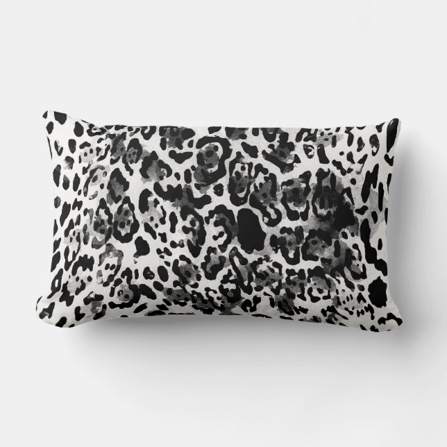 Black & White leopard Lumbar Cushion (Front)