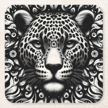 Black & White Leopard Paper Coasters – More Shapes