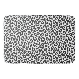 Black & White Leopard Print Animal Skin Patterns Bath Mat