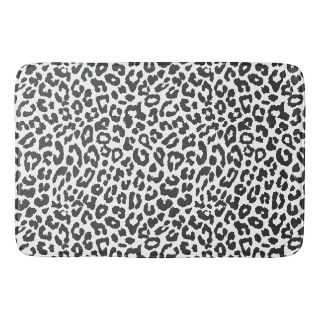 Black & White Leopard Print Animal Skin Patterns Bath Mat (Front)