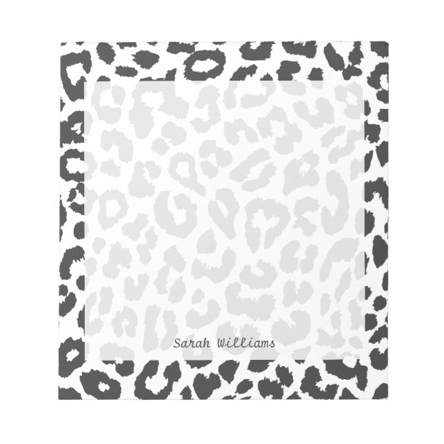 Black & White Leopard Print Animal Skin Patterns Notepad (Front)