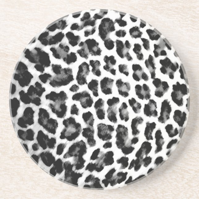 Black & White Leopard Print Coaster (Front)