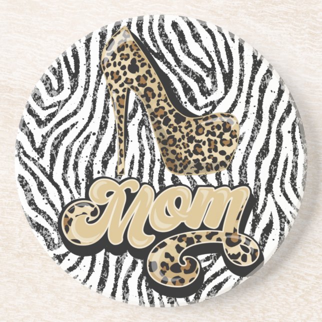 Black White Leopard Print  Coaster (Front)