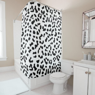 Black & White Leopard Print Shower Curtain