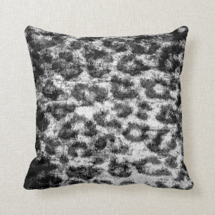 Black White Leopard Print Skin Fur Cushion