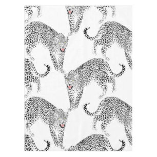 Black White Leopard Tablecloth
